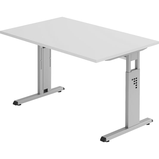Desk with C-foot frame, height adjustable 680 - 760 mm, depth 800 mm, width 1200 mm, light grey.