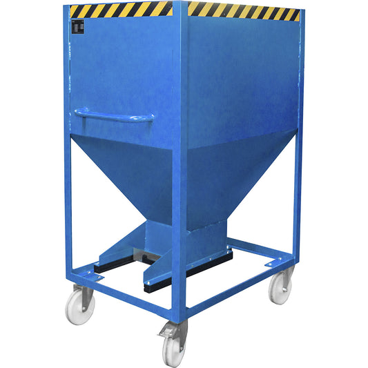 Dispensing hopper, funnel head, mobile, capacity 0.6 m³, light blue.