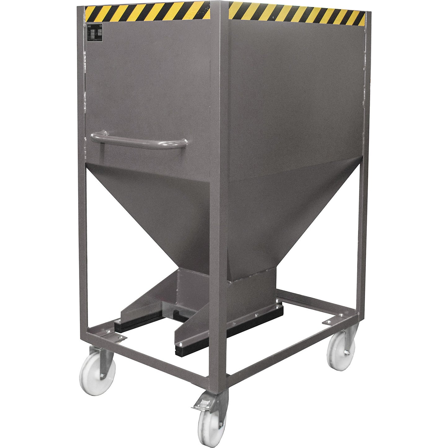 Dispensing hopper, funnel head, mobile, capacity 0.6 m³, mouse grey.
