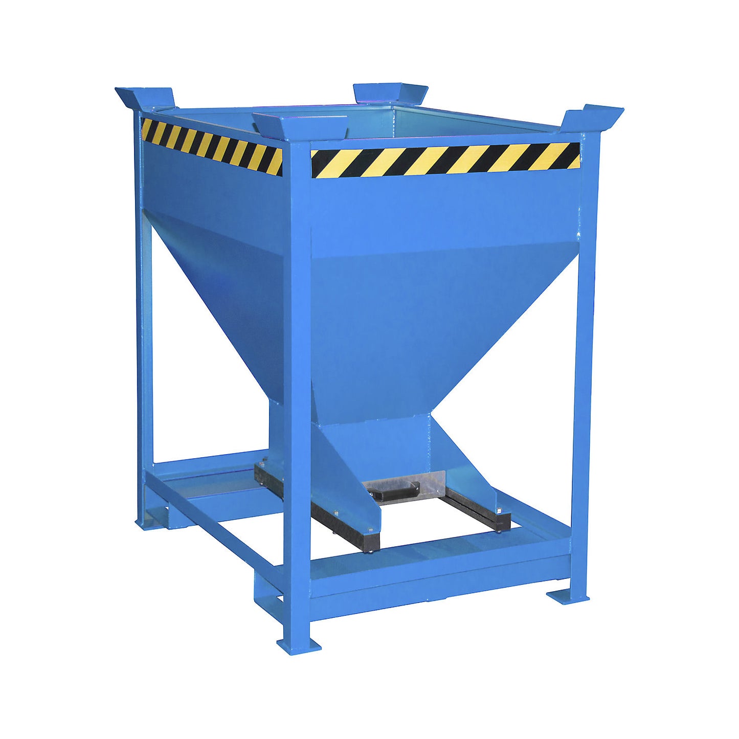 Dispensing hopper, funnel head, stationary with forklift pockets, capacity 0.375 m³, light blue.