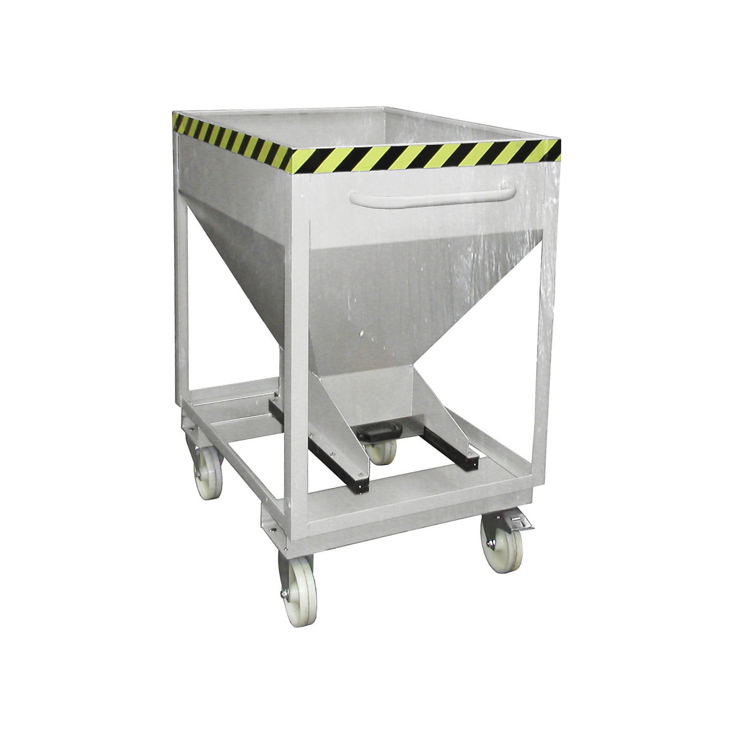 Dispensing hopper, funnel head, mobile with forklift pockets, capacity 0.375 m³, galvanised.