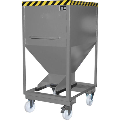 Dispensing hopper, funnel head, mobile with forklift pockets, capacity 0.6 m³, mouse grey.