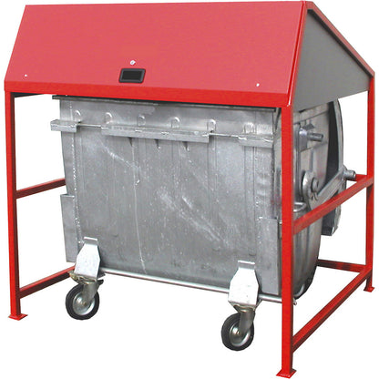 Waste bin enclosure, open version, frame in red.