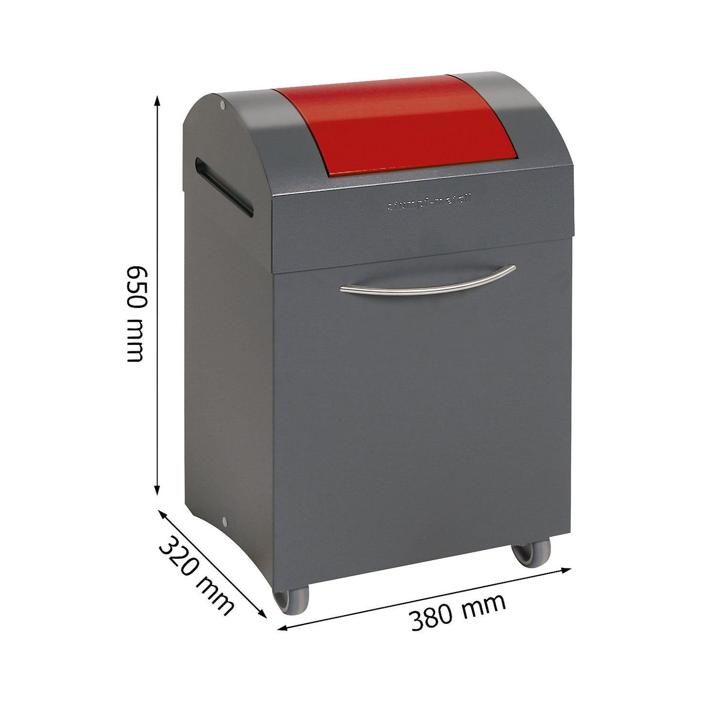 Recyclable waste collector, flame extinguishing, WxD 380 x 320 mm, capacity 45 l, flame red flap.