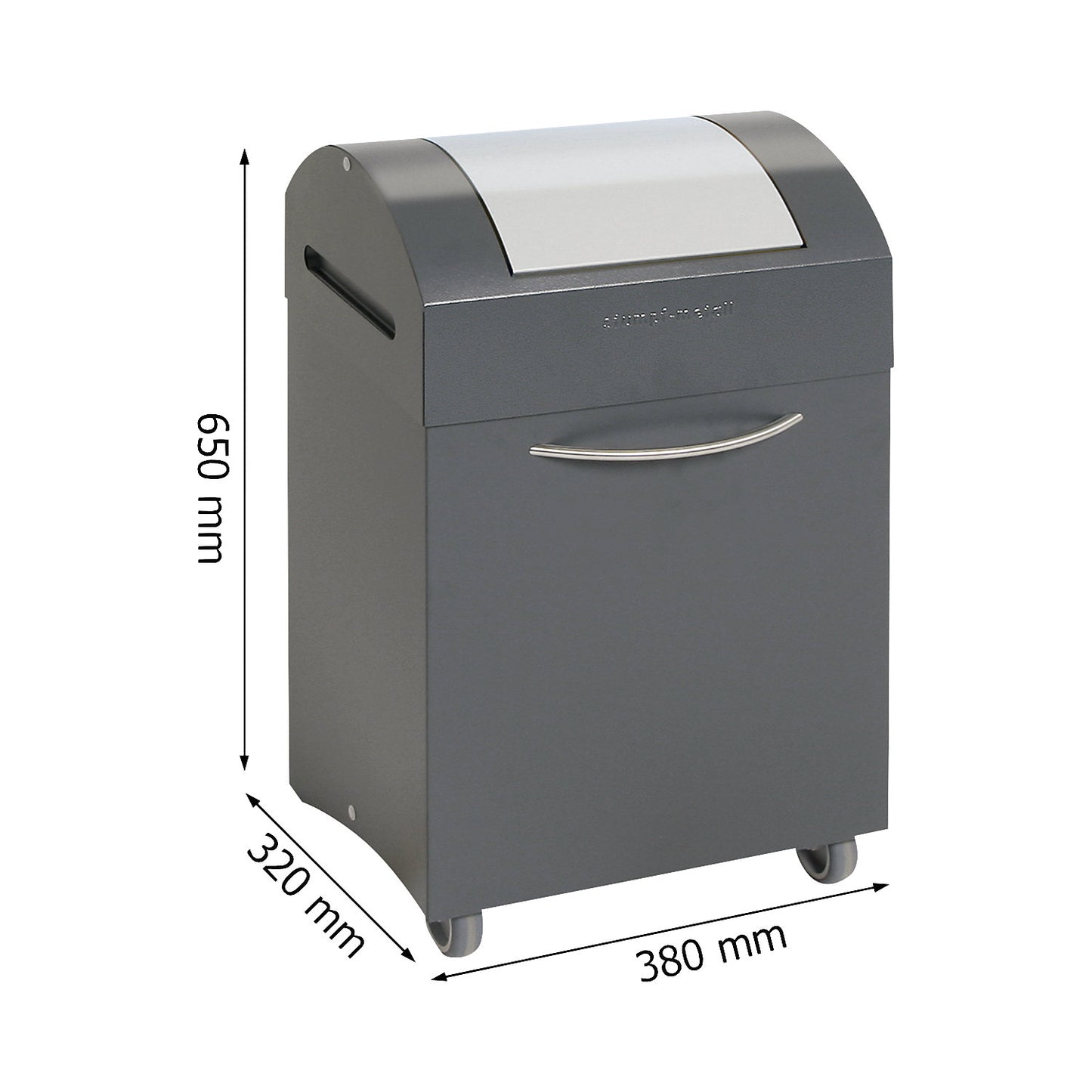 Recyclable waste collector, flame extinguishing, WxD 380 x 320 mm, capacity 45 l, light grey flap.