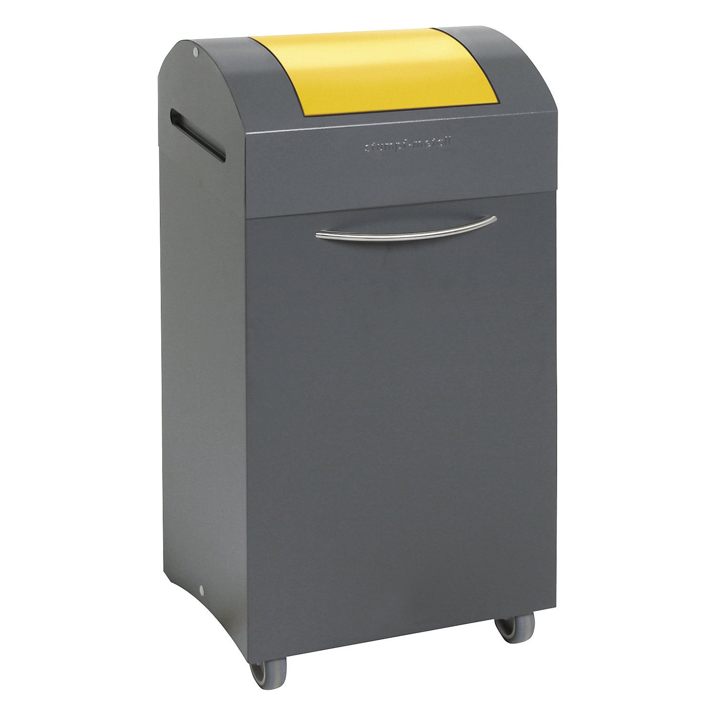 Recyclable waste collector, flame extinguishing, WxD 380 x 320 mm, capacity 60 l, signal yellow flap.