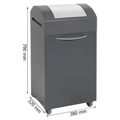 Recyclable waste collector, flame extinguishing, WxD 380 x 320 mm, capacity 60 l, light grey flap.