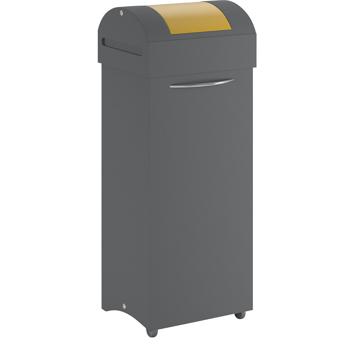 Recyclable waste collector, flame extinguishing, WxD 380 x 320 mm, capacity 75 l, signal yellow flap.