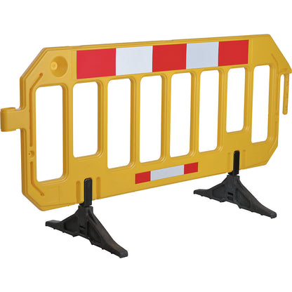 Barrier fencing, HDPE, reflective film, length 2 m, without guidance function, yellow / red.