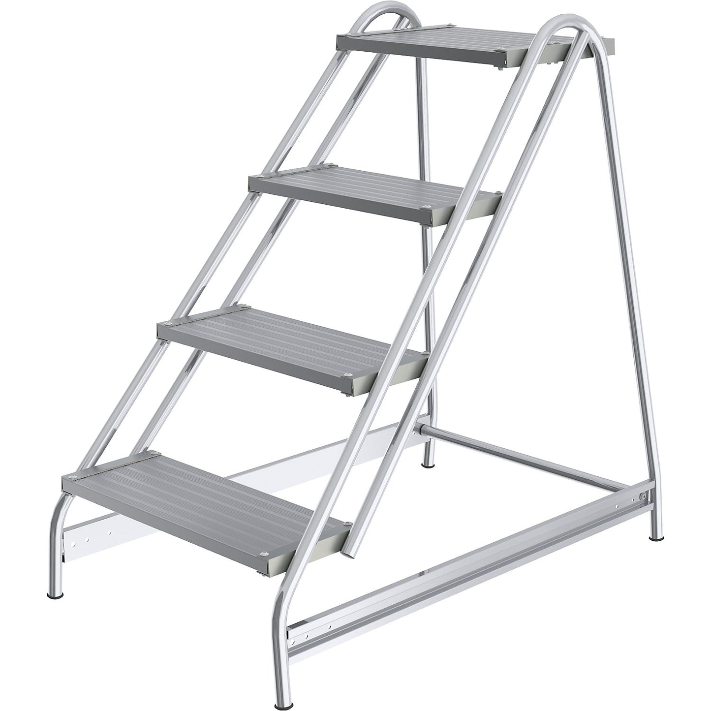 Aluminium work platform, steps made of ribbed aluminium, single sided access, 4 steps.