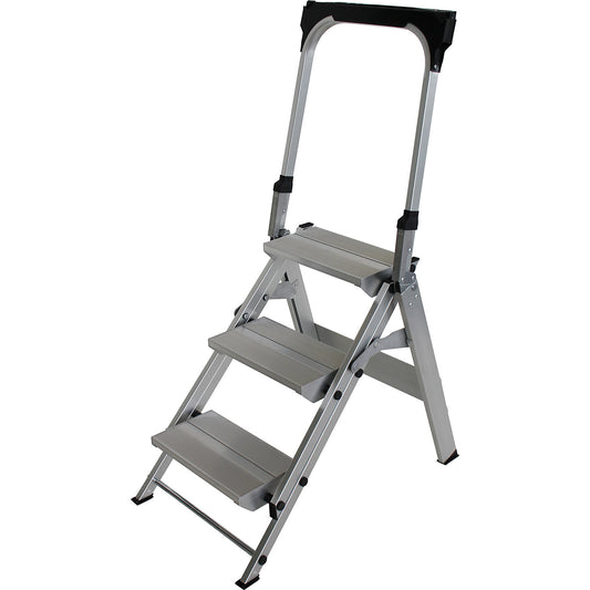 Aluminium folding steps, with safety rail, 3 steps.