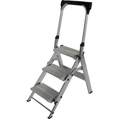 Aluminium folding steps, with safety rail, 3 steps.