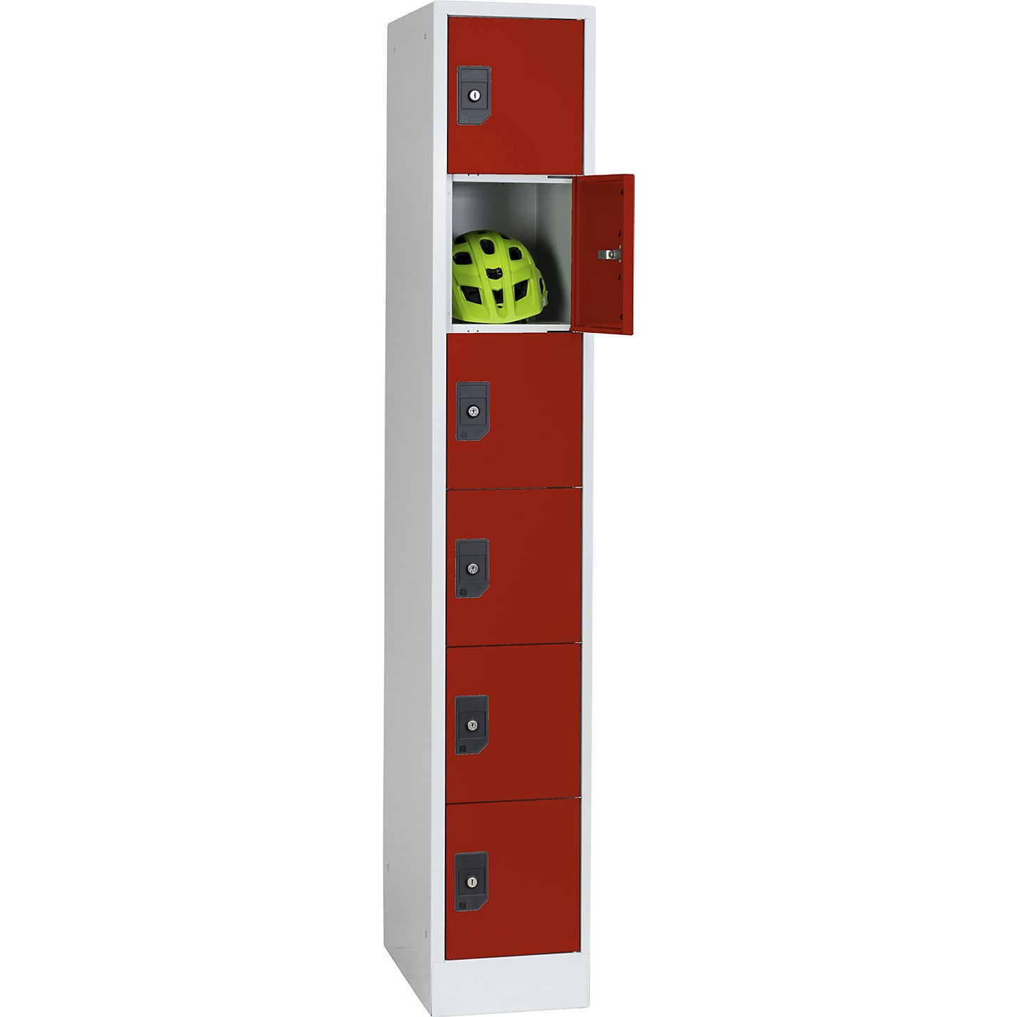 Stuttgart 6-fold compartment locker, 1 compartment, W 300 mm, light grey / flame red.
