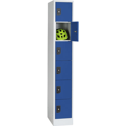 Stuttgart 6-fold compartment locker, 1 compartment, W 300 mm, light grey / gentian blue.