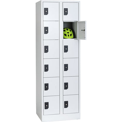 Stuttgart 6-fold compartment locker, 2 compartments, W 600 mm, light grey / light grey.