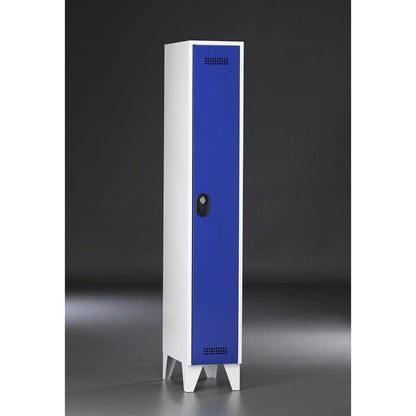 Köln clothes locker, 1 compartment, light grey / gentian blue, 300 mm.