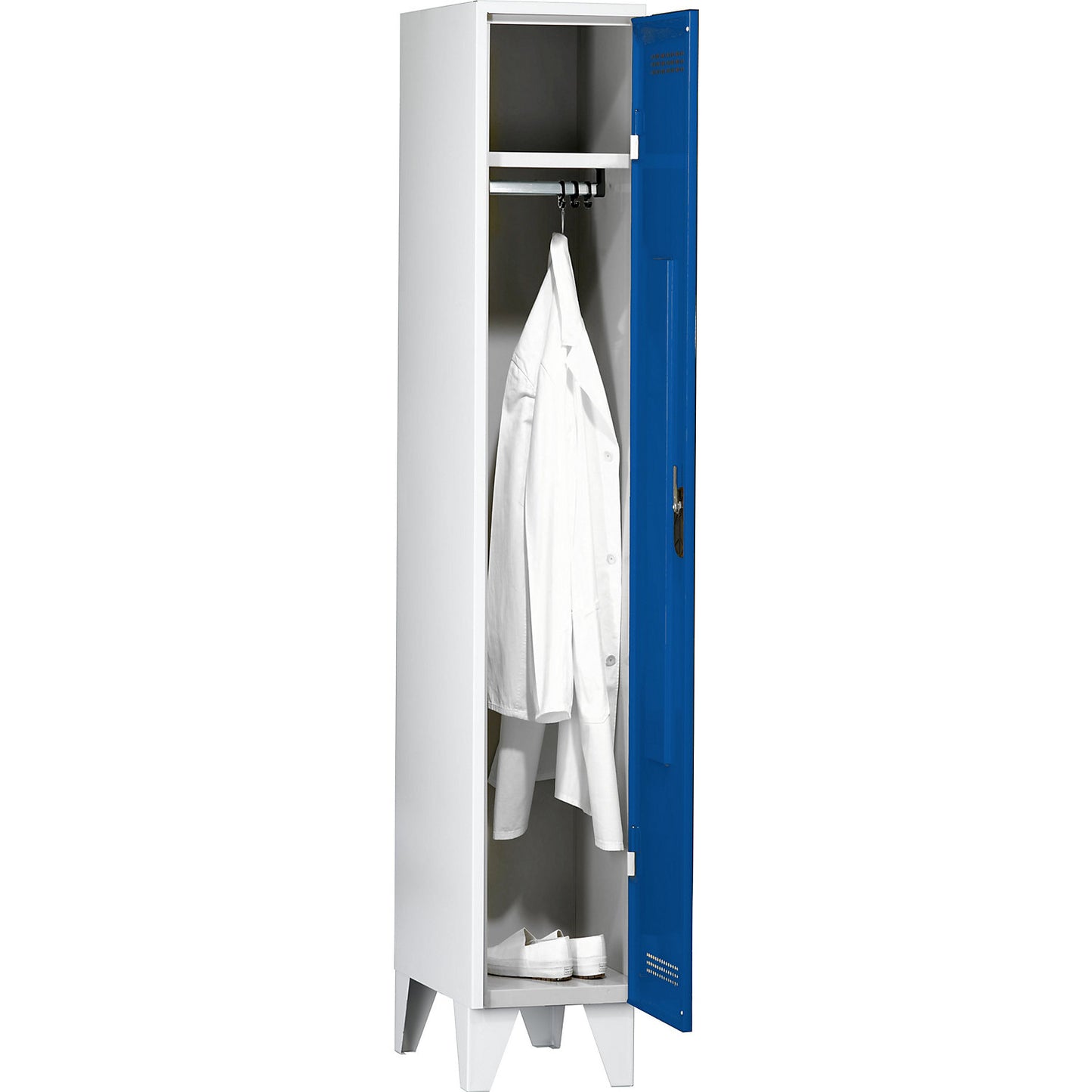 Köln clothes locker, 1 compartment, light grey / gentian blue, 300 mm.
