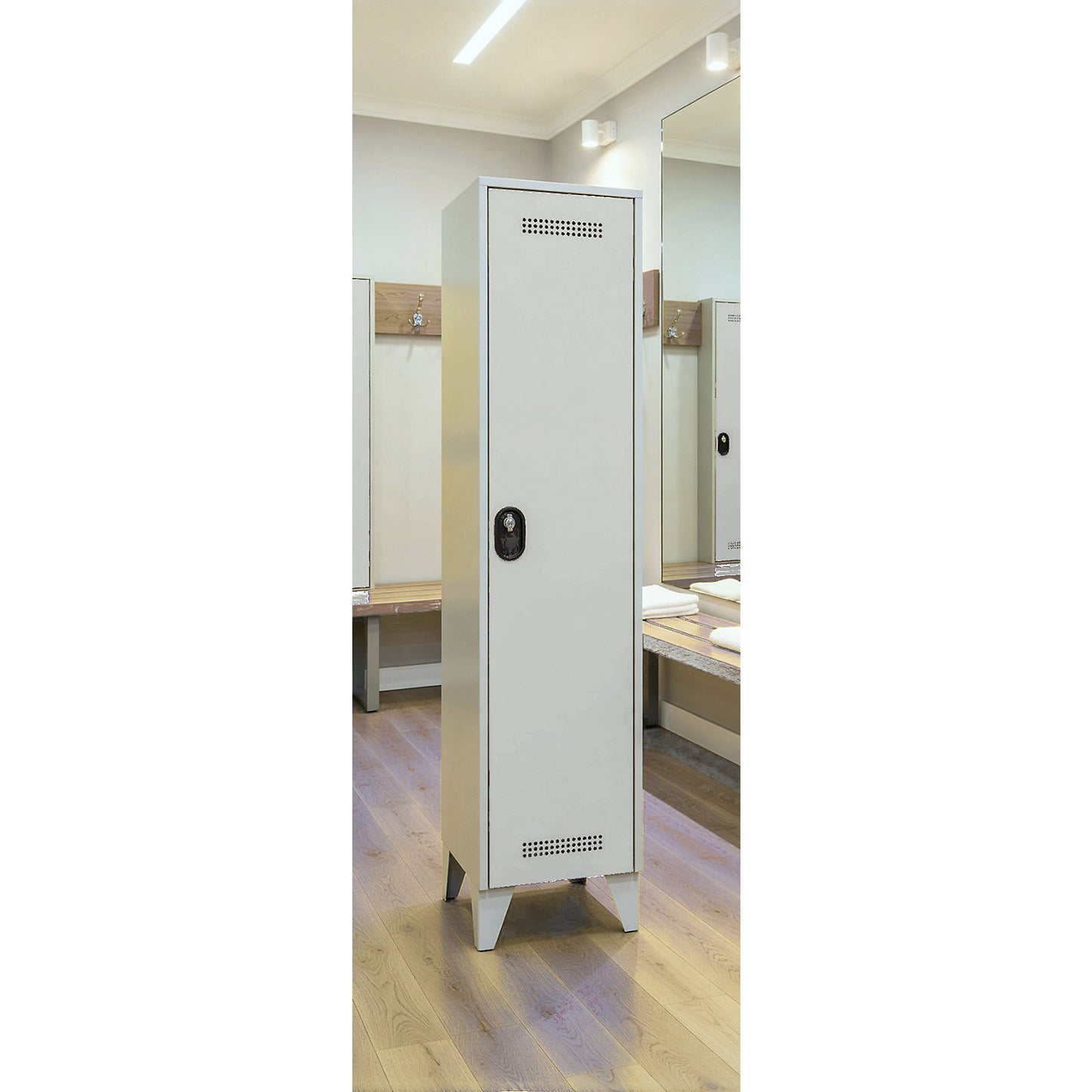 Köln clothes locker, 1 compartment, light grey, 400 mm.