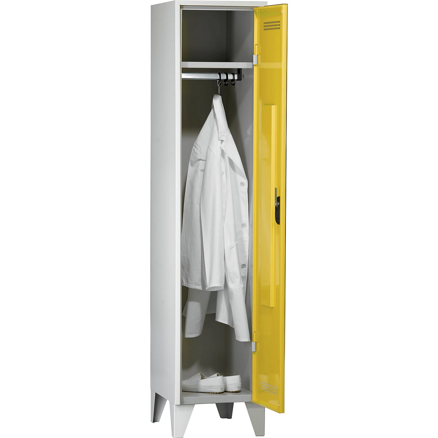 Köln clothes locker, 1 compartment, light grey / zinc yellow, 400 mm.