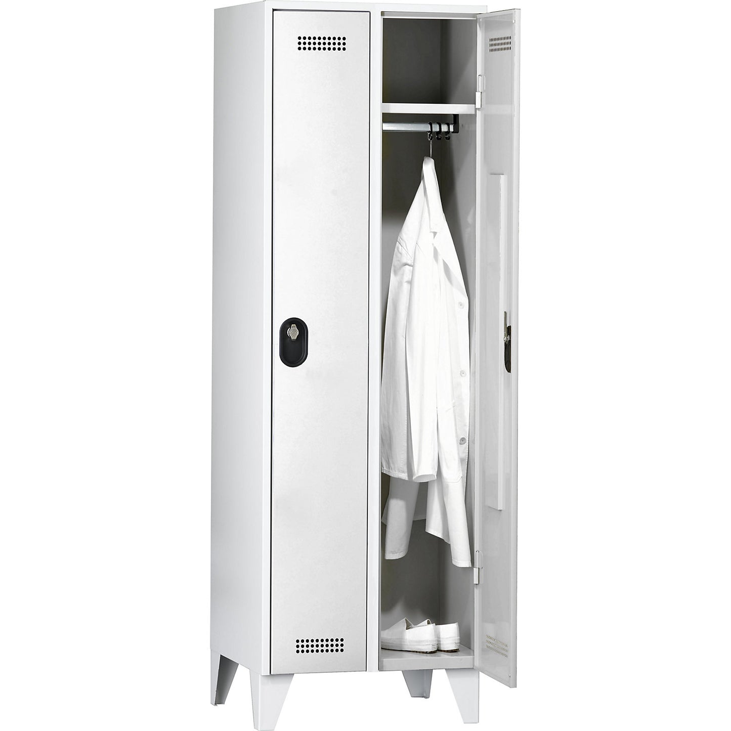 Köln clothes locker, 2 compartments, light grey, 600 mm.