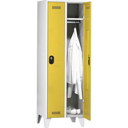 Köln clothes locker, 2 compartments, light grey / zinc yellow, 600 mm.