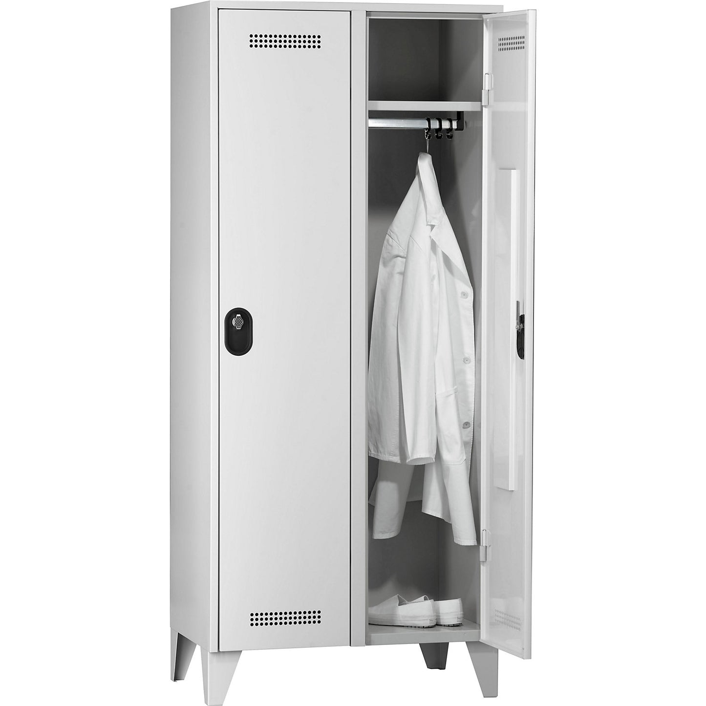 Köln clothes locker, 2 compartments, light grey, 800 mm.