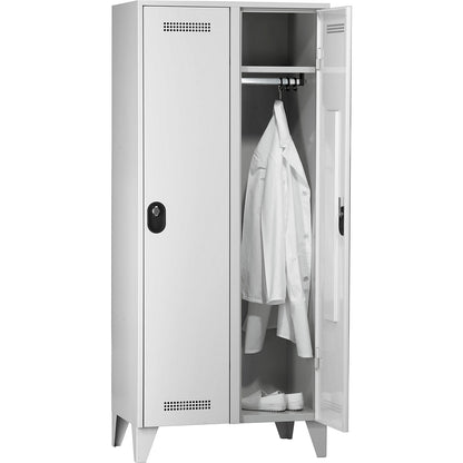 Köln clothes locker, 2 compartments, light grey, 800 mm.