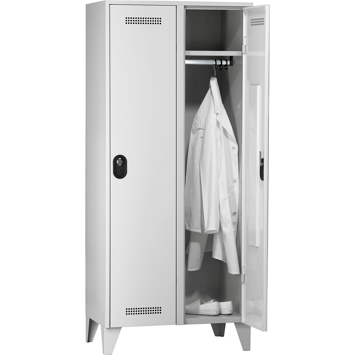 Köln clothes locker, 2 compartments, light grey, 800 mm.