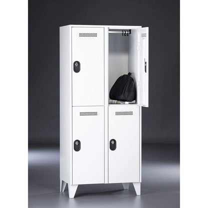 Köln double deck clothes locker, 2 compartments, light grey, 800 mm.