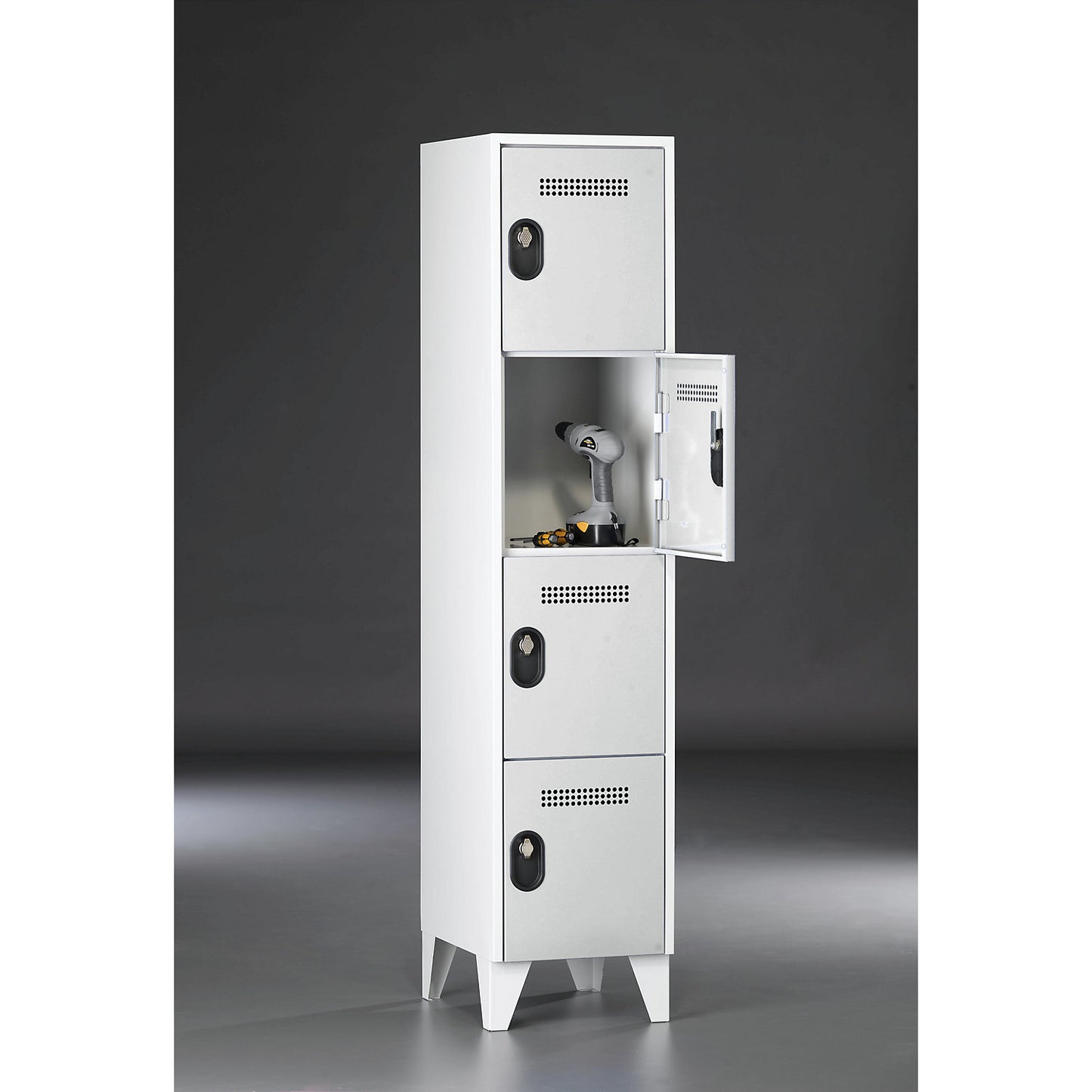 Köln 4-fold compartment locker, 1 compartment, light grey, 400 mm.