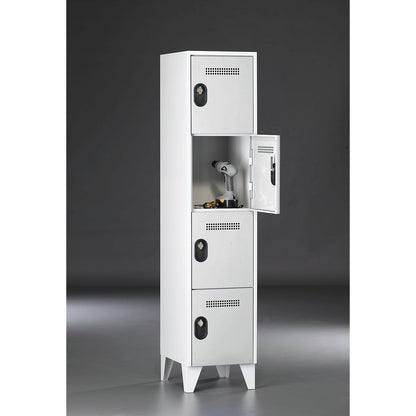 Köln 4-fold compartment locker, 1 compartment, light grey, 400 mm.