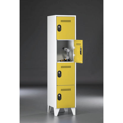 Köln 4-fold compartment locker, 1 compartment, light grey / zinc yellow, 400 mm.