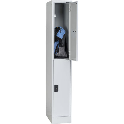 Stuttgart double deck clothes locker, 1 compartment, W 300 mm, light grey / light grey.