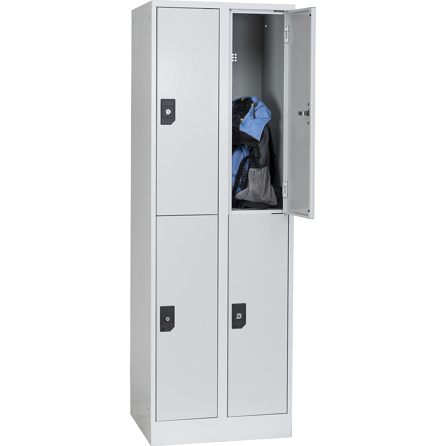 Stuttgart double deck clothes locker, 2 compartments, W 600 mm, light grey / light grey.