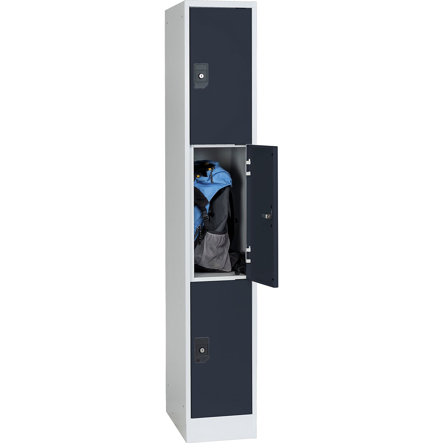 Stuttgart 3-fold compartment locker, 1 compartment, W 300 mm, light grey / charcoal.