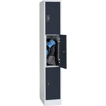 Stuttgart 3-fold compartment locker, 1 compartment, W 300 mm, light grey / charcoal.