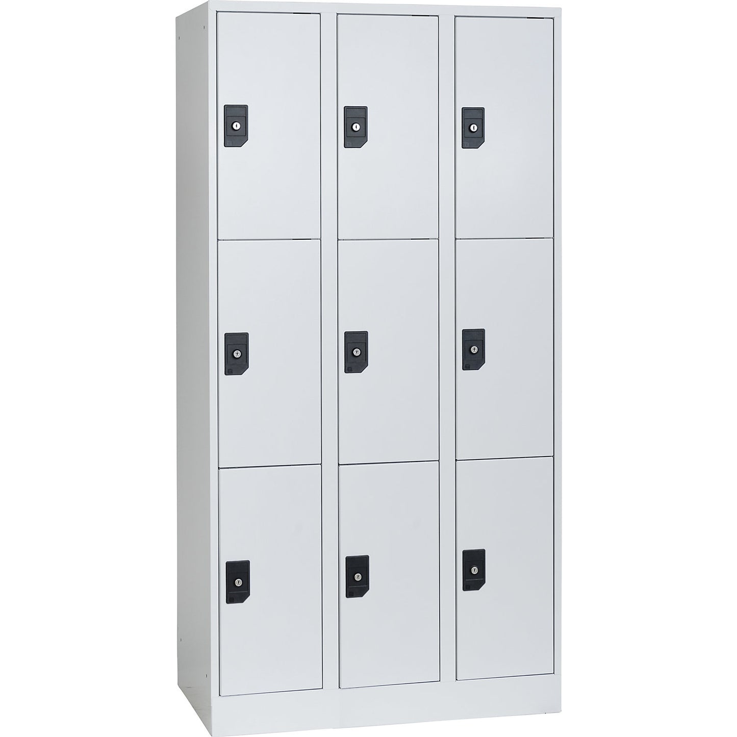 Stuttgart 3-fold compartment locker, 3 compartments, W 900 mm, light grey / light grey.