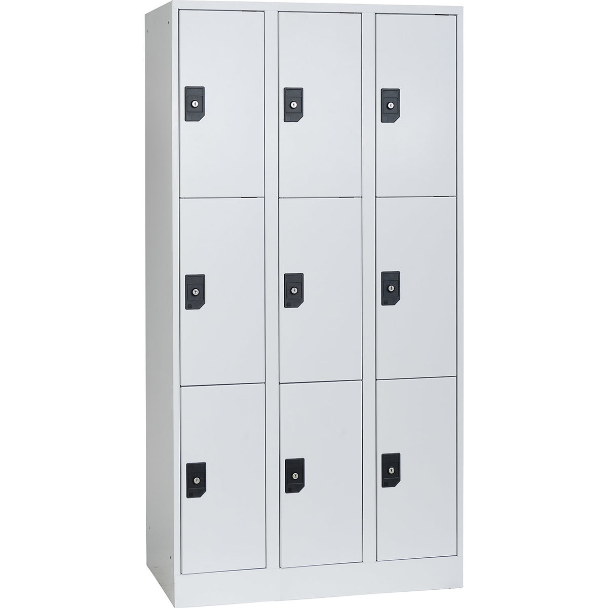 Stuttgart 3-fold compartment locker, 3 compartments, W 900 mm, light grey / light grey.