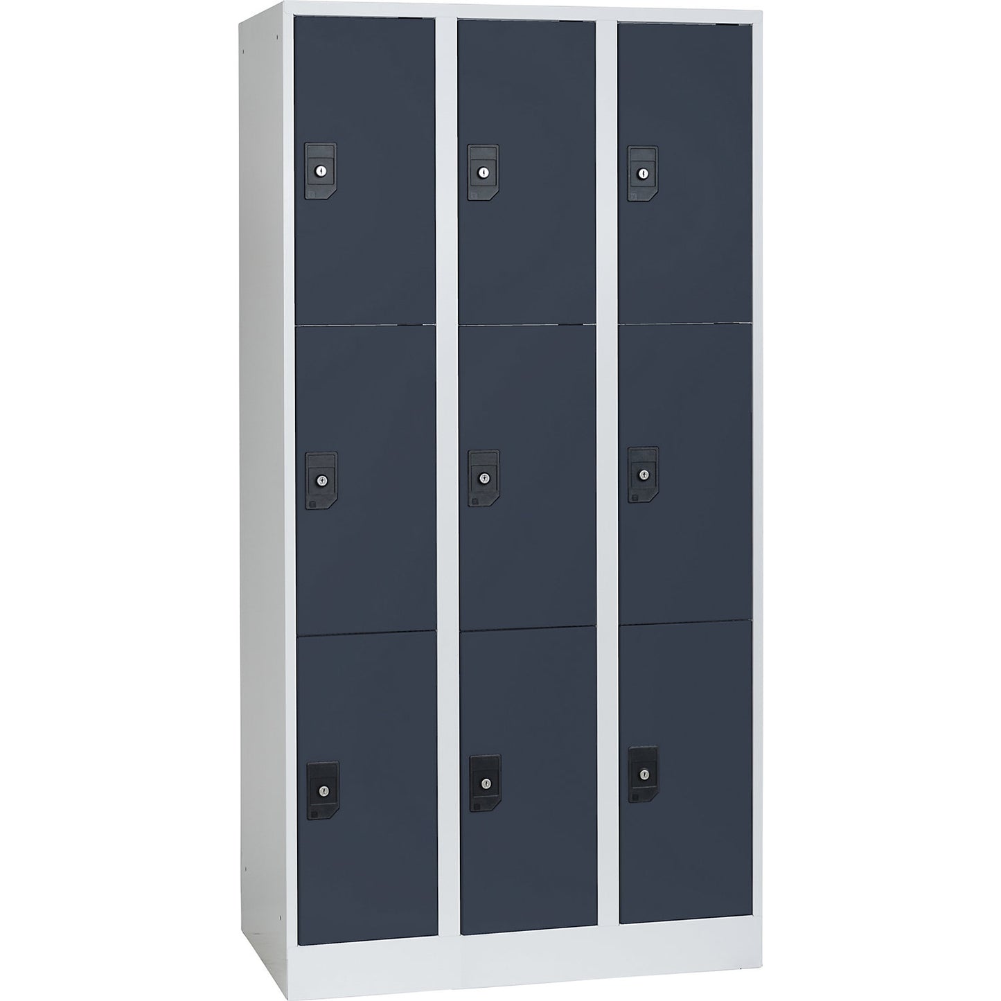 Stuttgart 3-fold compartment locker, 3 compartments, W 900 mm, light grey / charcoal.