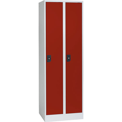 Stuttgart locker, 2 compartments, W 600 mm, light grey / flame red.