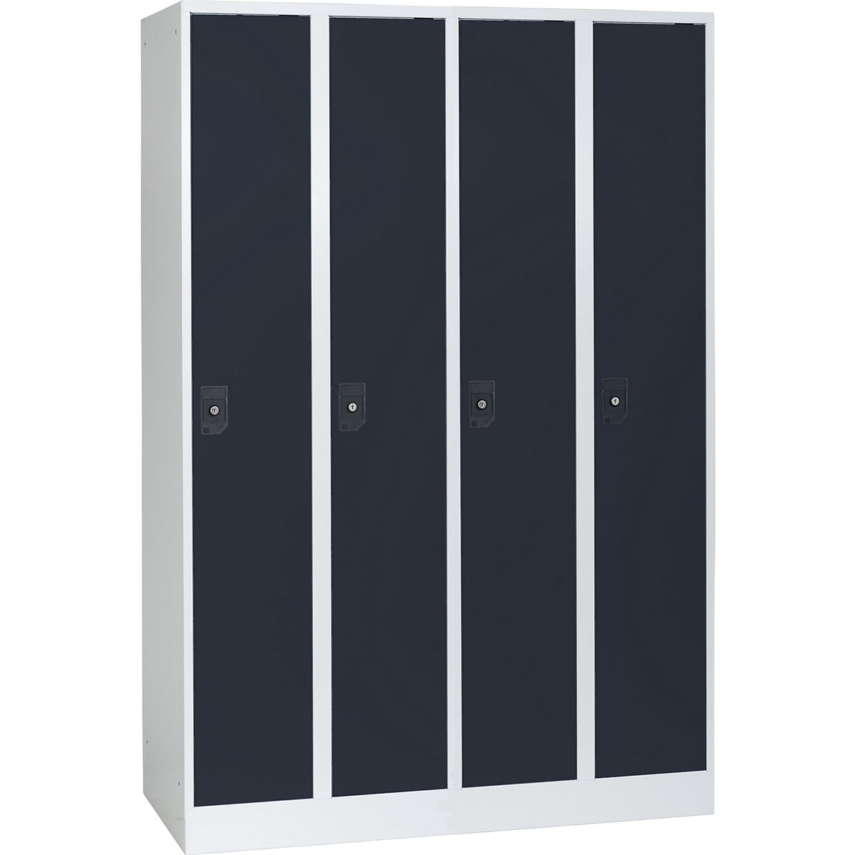 Stuttgart locker, 4 compartments, W 1200 mm, light grey / anthracite grey.