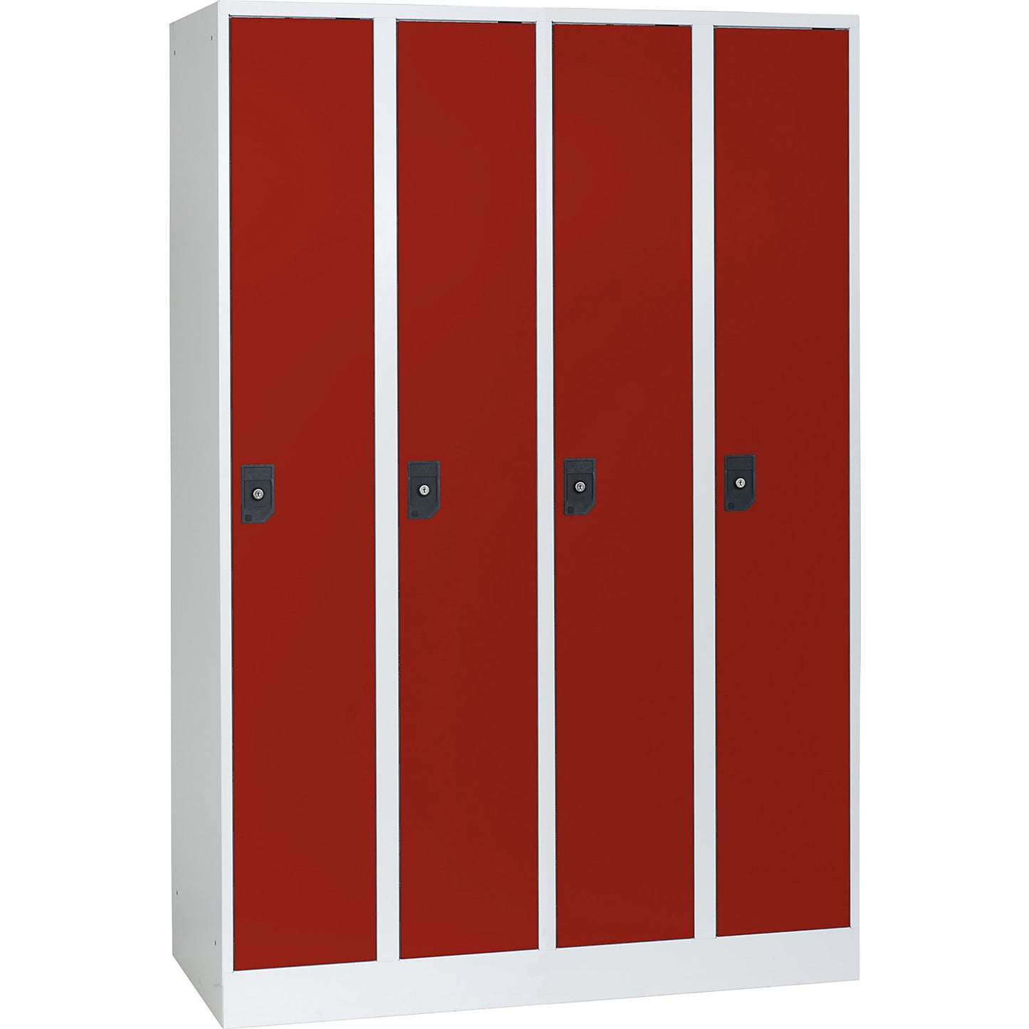 Stuttgart locker, 4 compartments, W 1200 mm, light grey / flame red.