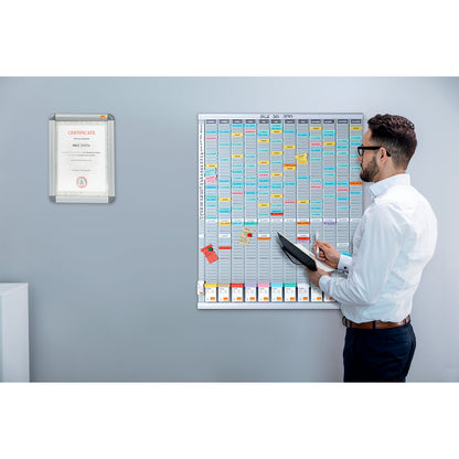 T card planner, yearly planner, 12 modules with 54 slots each, with 1000 T cards in 10 colours.
