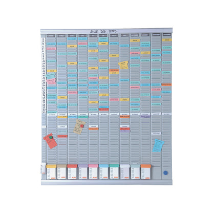 T card planner, yearly planner, 12 modules with 54 slots each, with 1000 T cards in 10 colours.