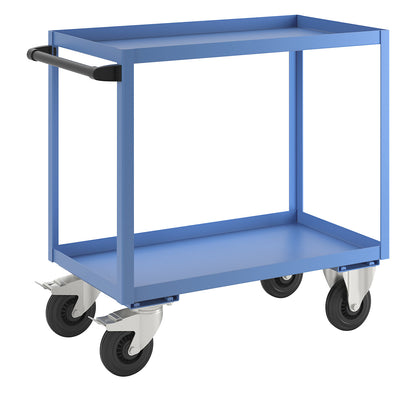 General purpose trolley, 2 shelves, max. load 250 kg, shelf LxW 900 x 500 mm, light blue.