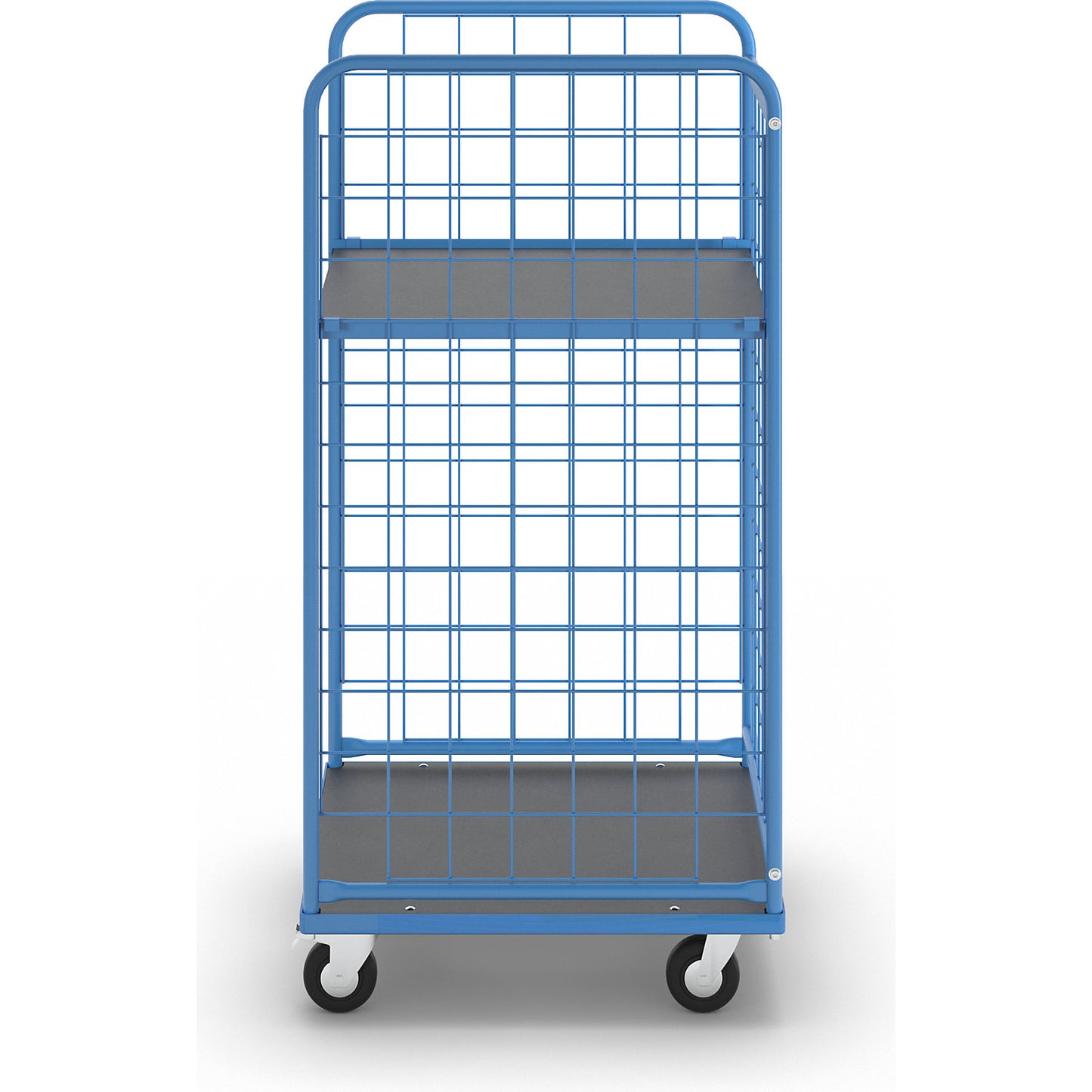 KOMPAKT shelf truck, mesh panels on 3 sides, platform 750 x 650 mm, without shelf.