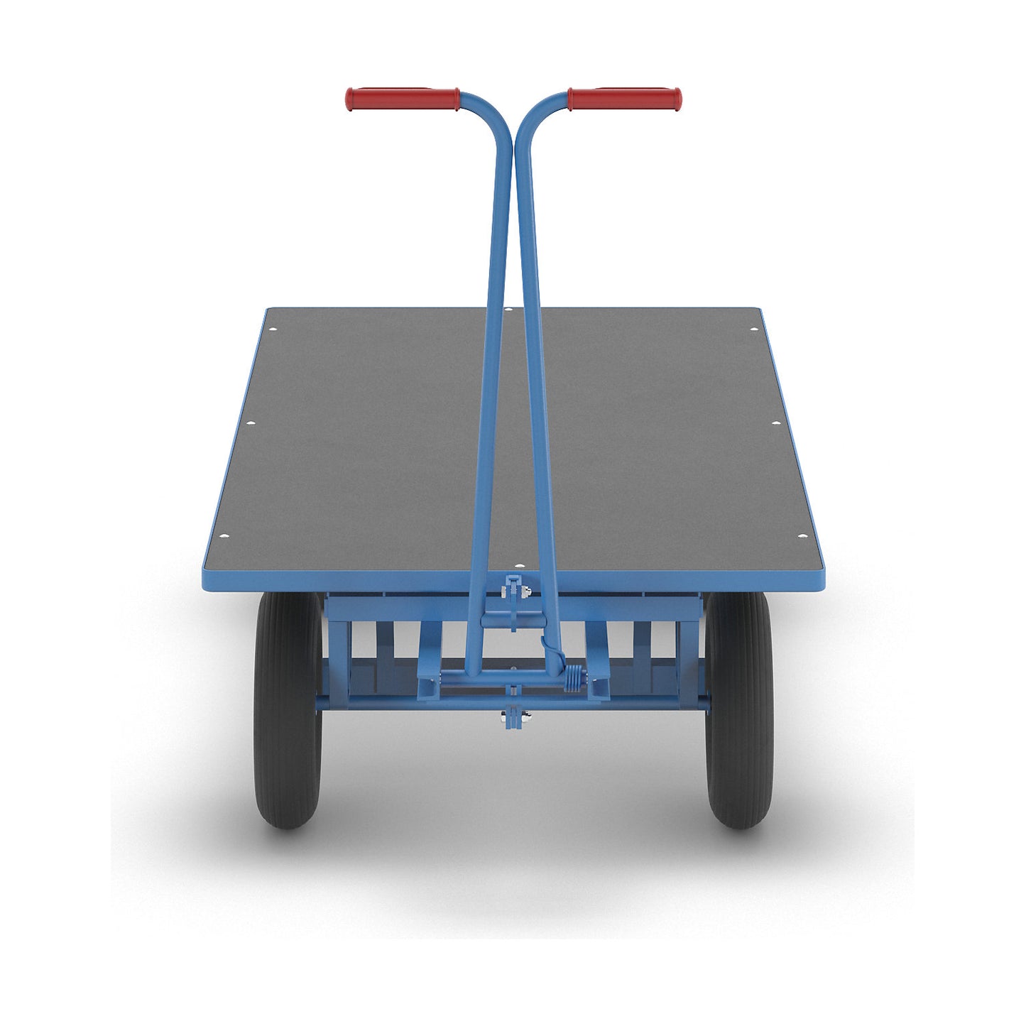 Turntable truck, max. load 1000 kg, platform 2000 x 1000 mm, pneumatic tyres.