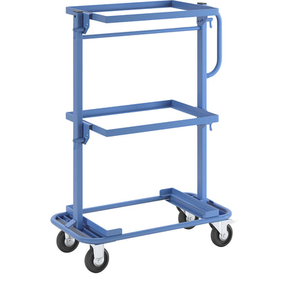 Order picking trolley, with 1 fixed and 2 tiltable shelf frames, max. load 150 kg.