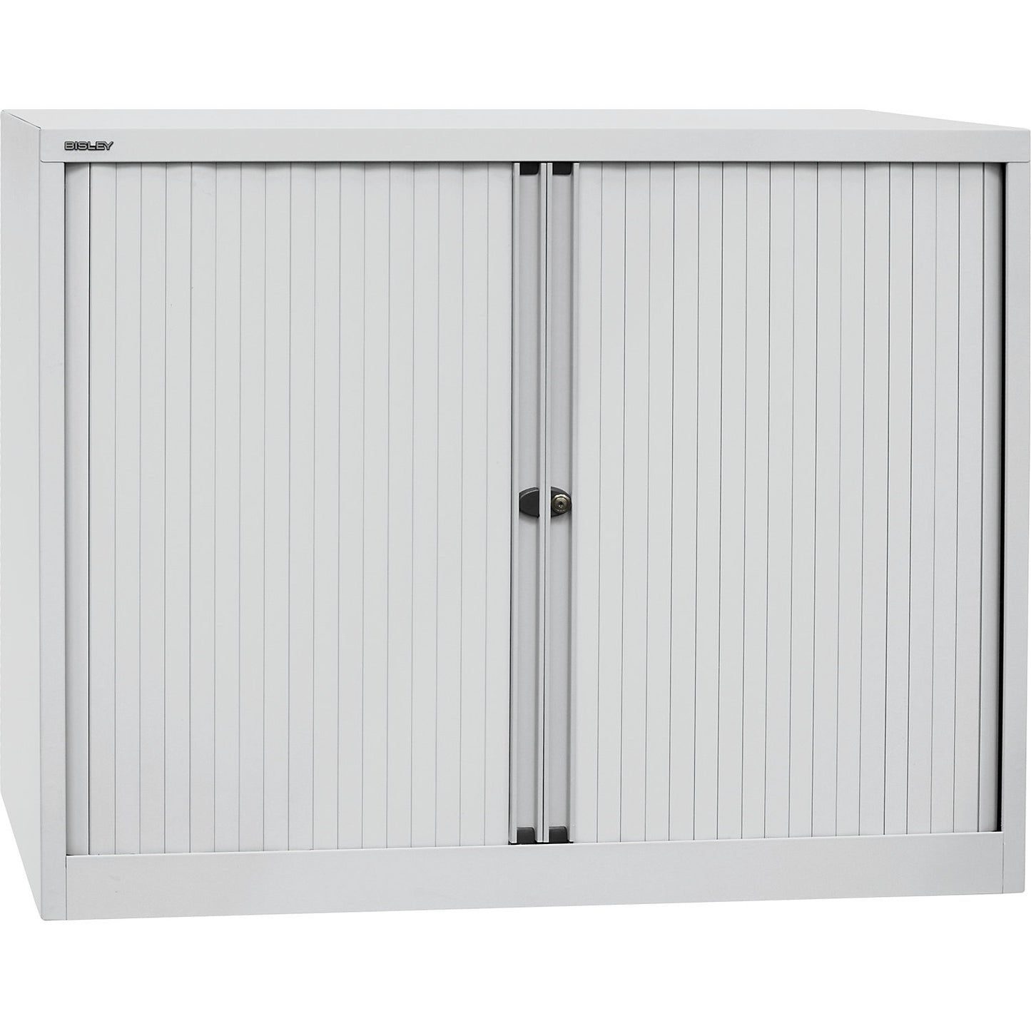 EURO roller shutter cupboard, width 1200 mm, 2 shelves, light grey.