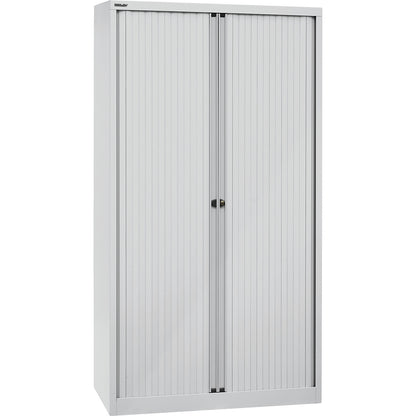 EURO roller shutter cupboard, width 1000 mm, 4 shelves, light grey.